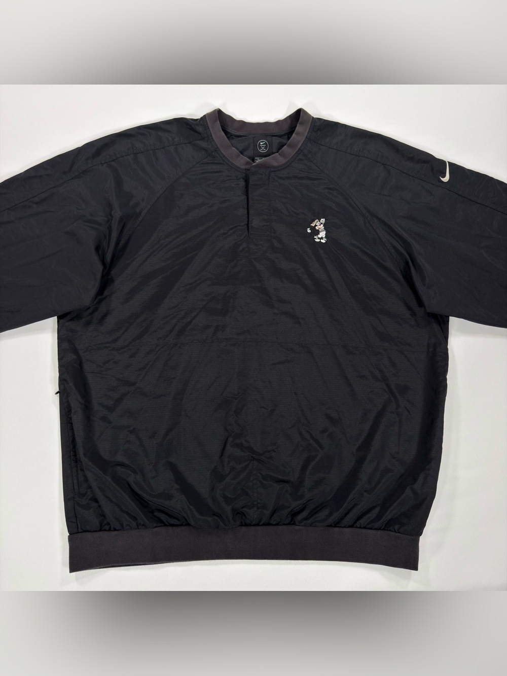 Vintage Disney Nike Golf Mickey Mouse Nylon Windbreaker Pullover Jacket Black L